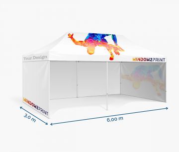 Faltpavillon groß 3 x 6 m mit Dach und Wänden I Window2Print