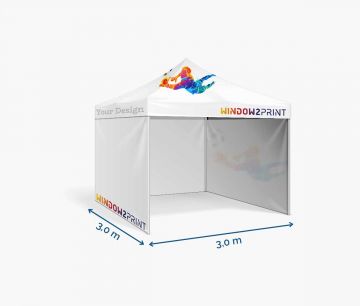 Faltpavillon medium 3 x 3 m mit Dach und Wänden - Window2Print